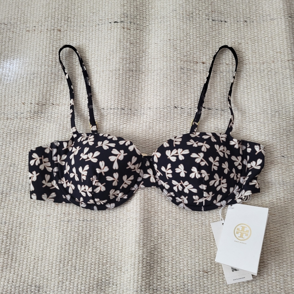 NWT Tory Burch Floral Print Underwire Bikini Top Size XL